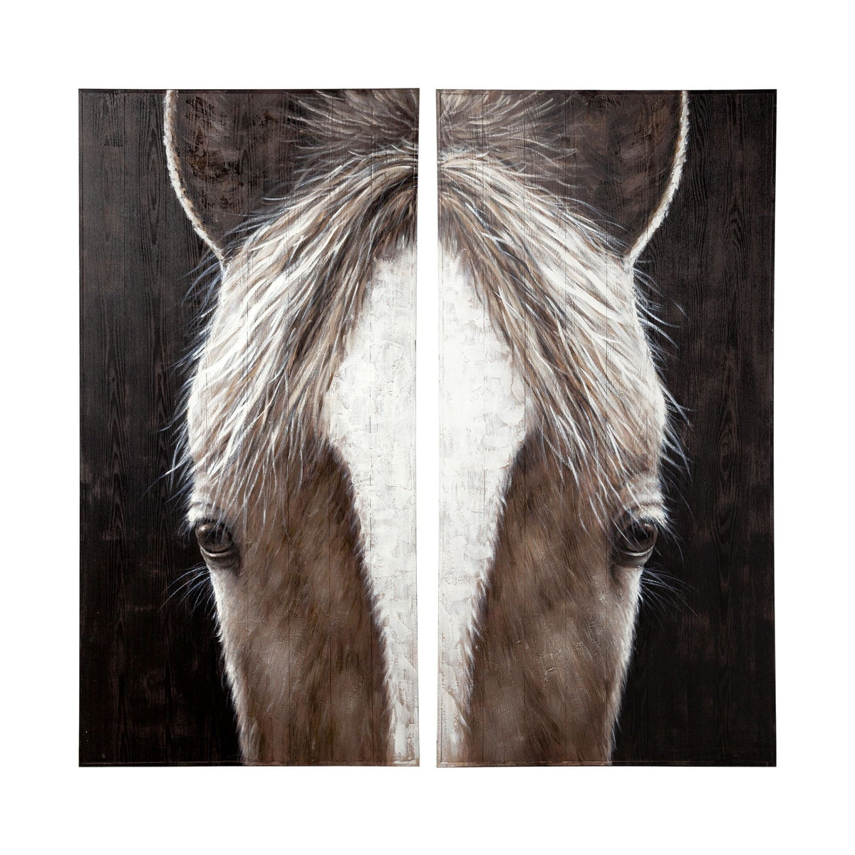 Equus Diptych  Horse Original Hand Painted on Wood Oil Painting 60x60 — alternate view 4