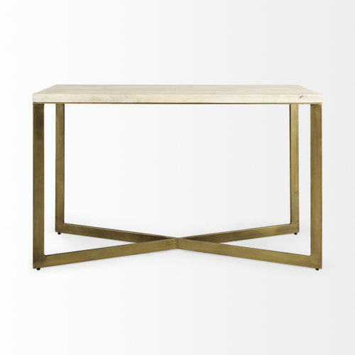 Faye Barely Gray Finished Wood W/Gold Metal Base Console Table — alternate view 2