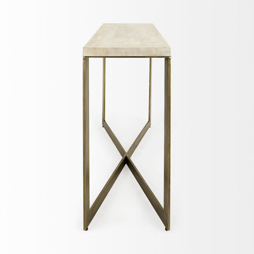 Faye Barely Gray Finished Wood W/Gold Metal Base Console Table — alternate view 3