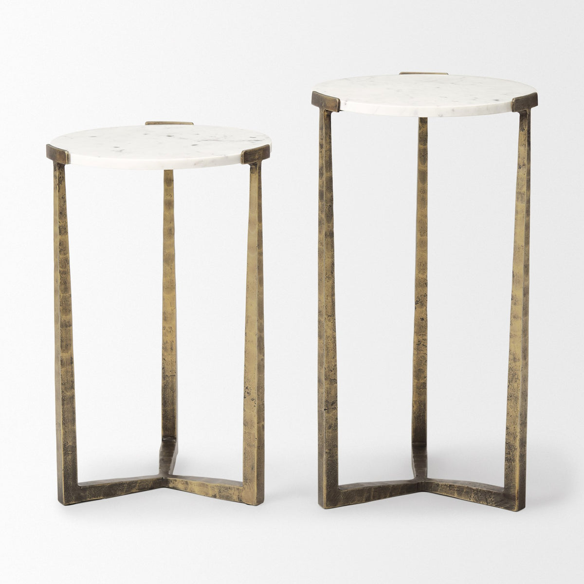 Atticus Marble and Antiqued Gold Metal Nesting Accent Tables (Set of 2) — alternate view 3