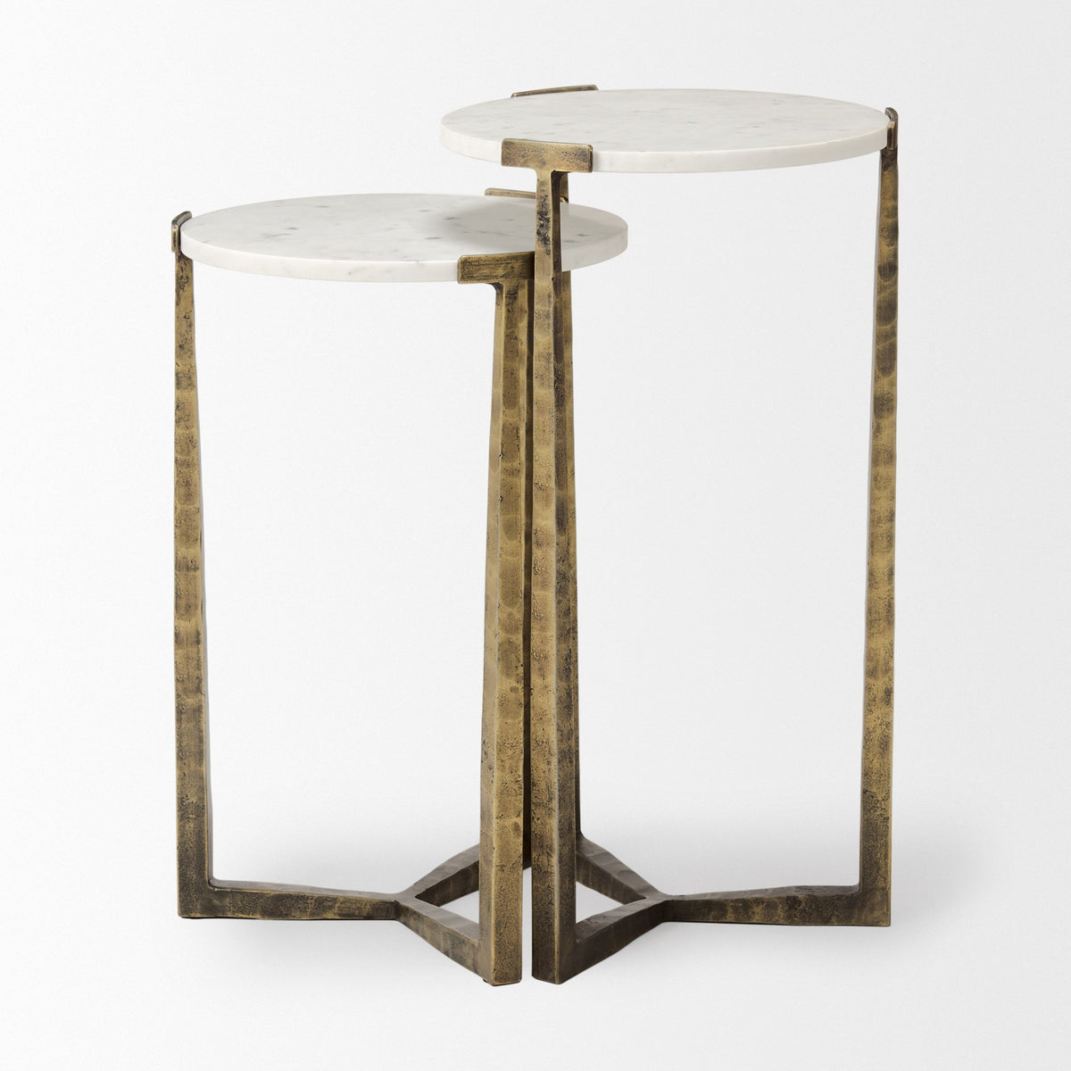 Atticus Marble and Antiqued Gold Metal Nesting Accent Tables (Set of 2) — alternate view 4