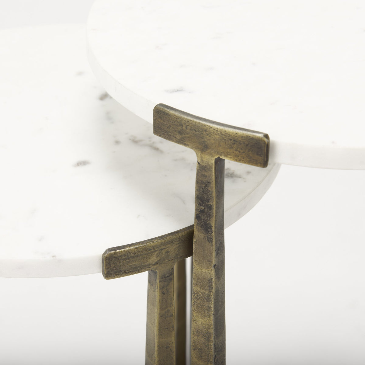 Atticus Marble and Antiqued Gold Metal Nesting Accent Tables (Set of 2) — alternate view 6