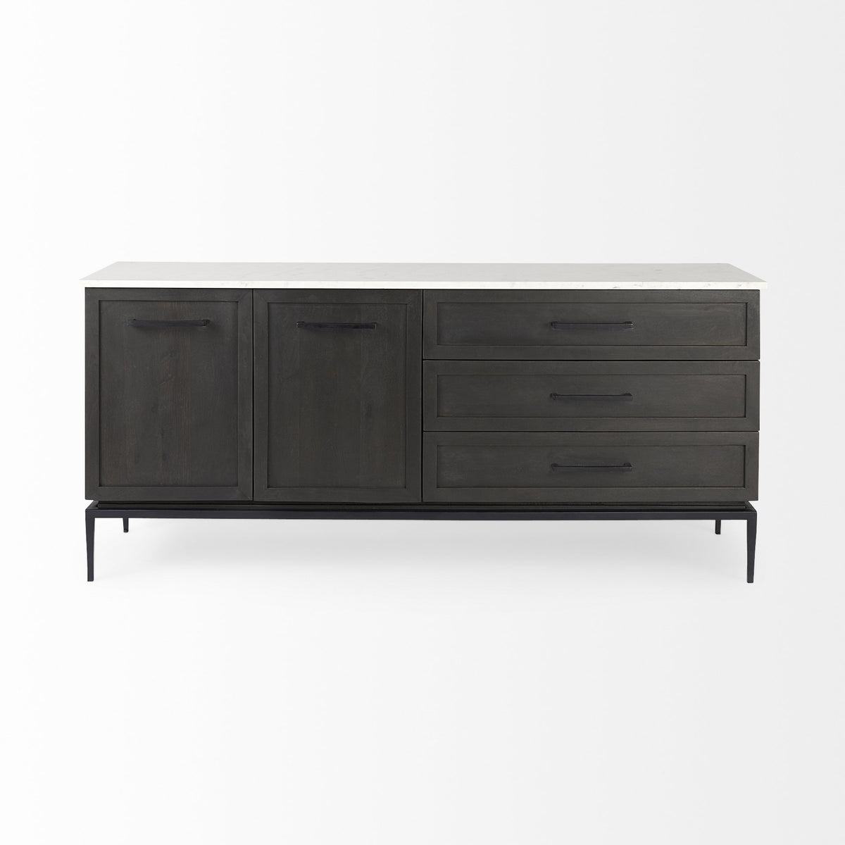 Divina Black-Brown Wood With  Marble Top Sideboard — alternate view 2