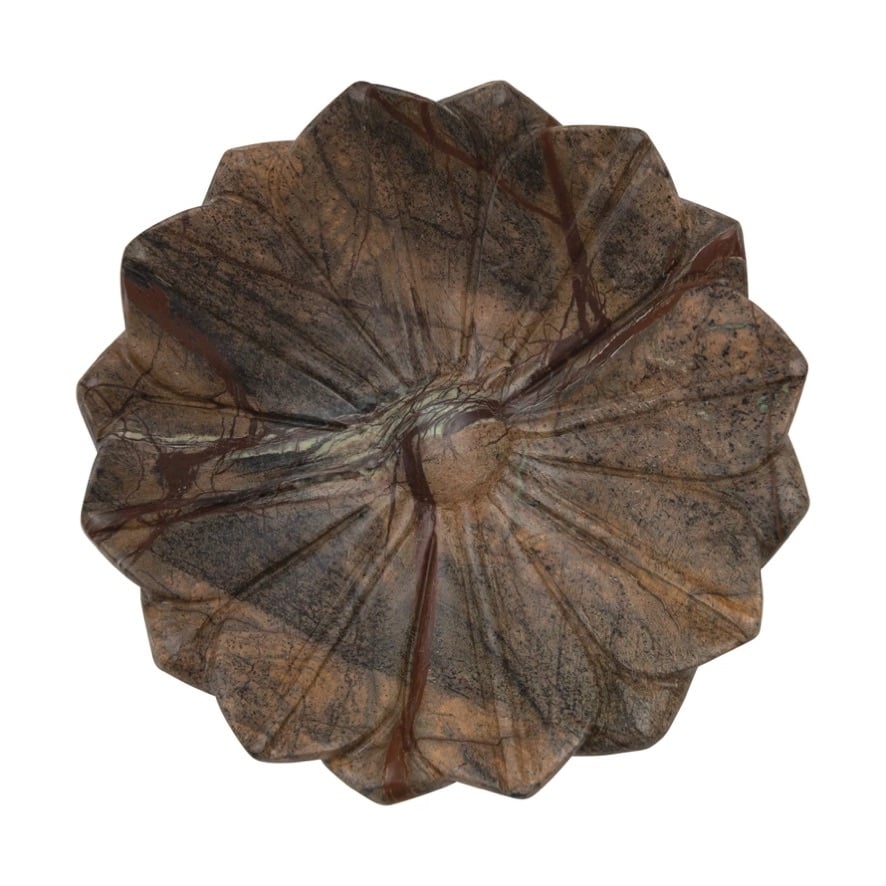 Carved Marble Flower Dish, Brown - Each Varies — alternate view 2