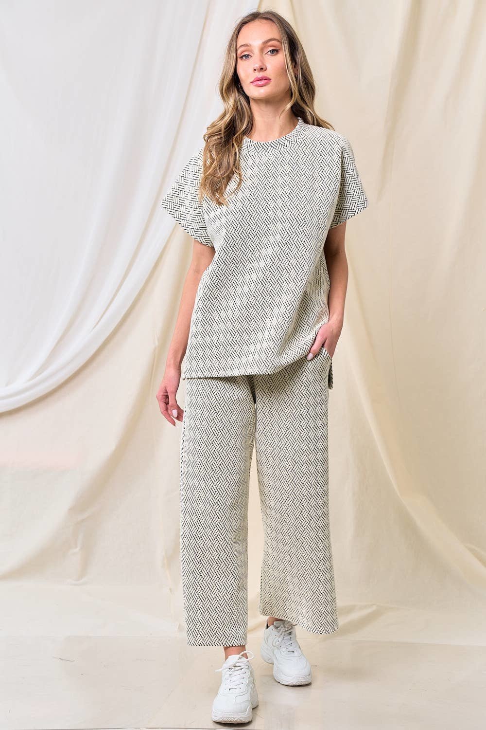 Textured Short Sleeve Sweatshirts Lounge Wear Top — alternate view 2
