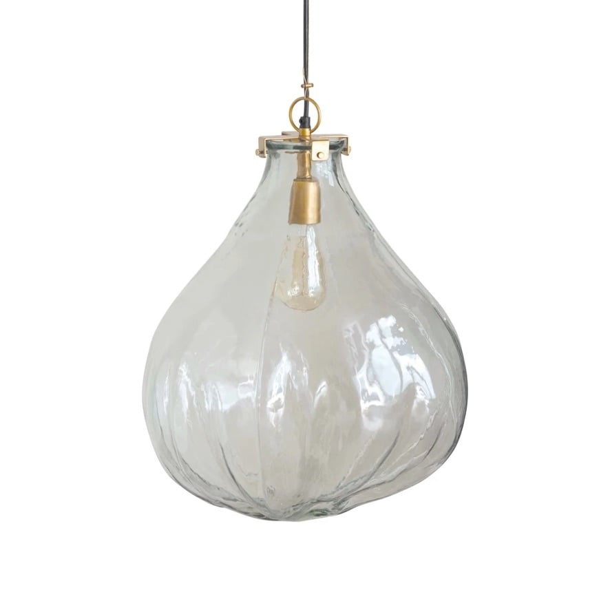 Hand-Blown Glass & Metal Pendant Lamp, Brass Finish - 17 1/2" x 19 1/2" — alternate view 2
