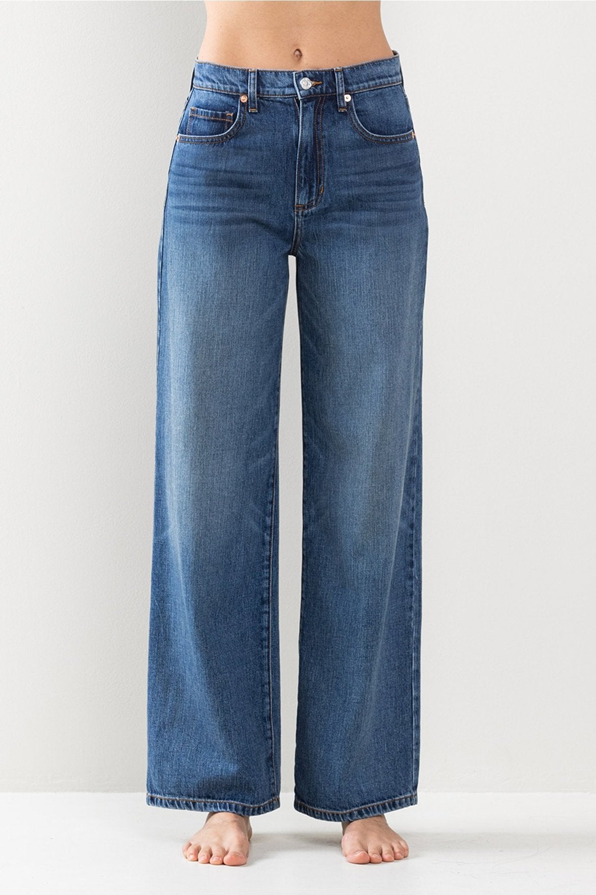 High Rise Wide Leg Jeans in Medium Wash — alternate view 2