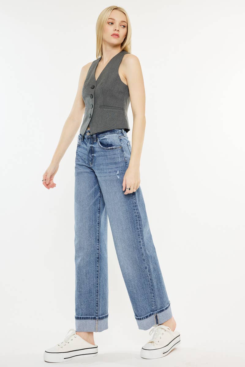 Kolbie High Rise Cuffed Wide Leg Jeans — alternate view 6