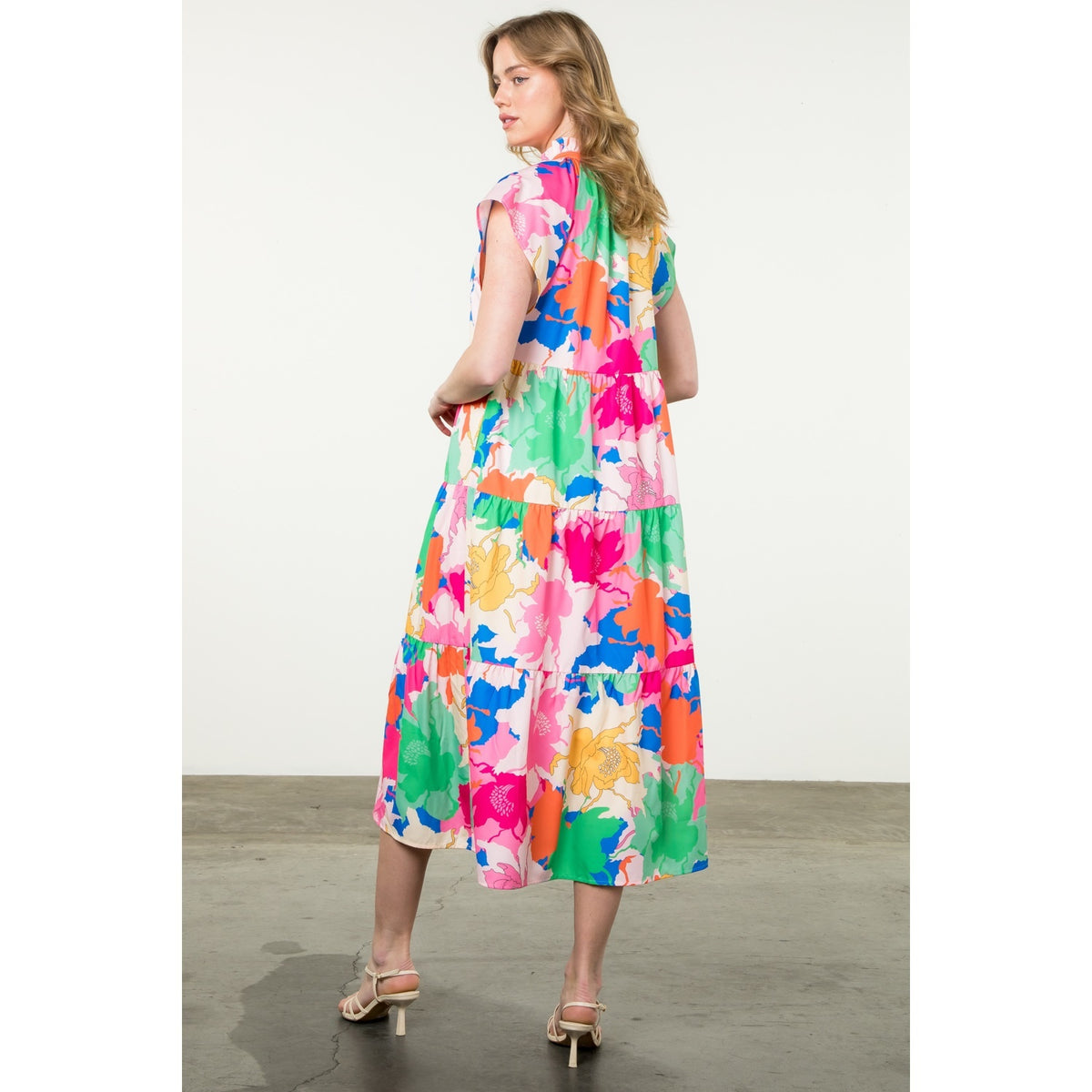 Tiered Multi Color Print Dress — alternate view 3