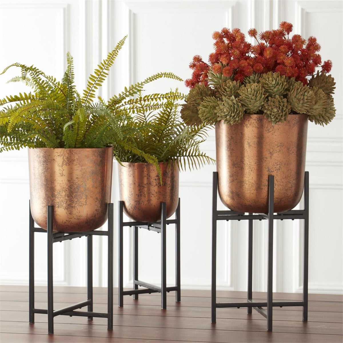 Small Copper Distressed Metal Planter — alternate view 3