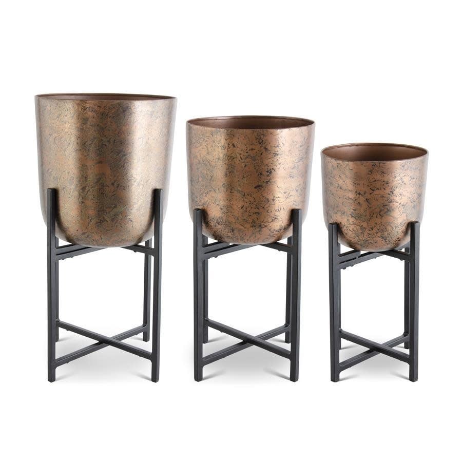 Small Copper Distressed Metal Planter — alternate view 2