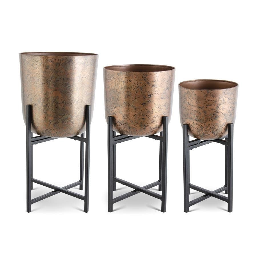 Medium Copper Distressed Metal Planter — alternate view 3