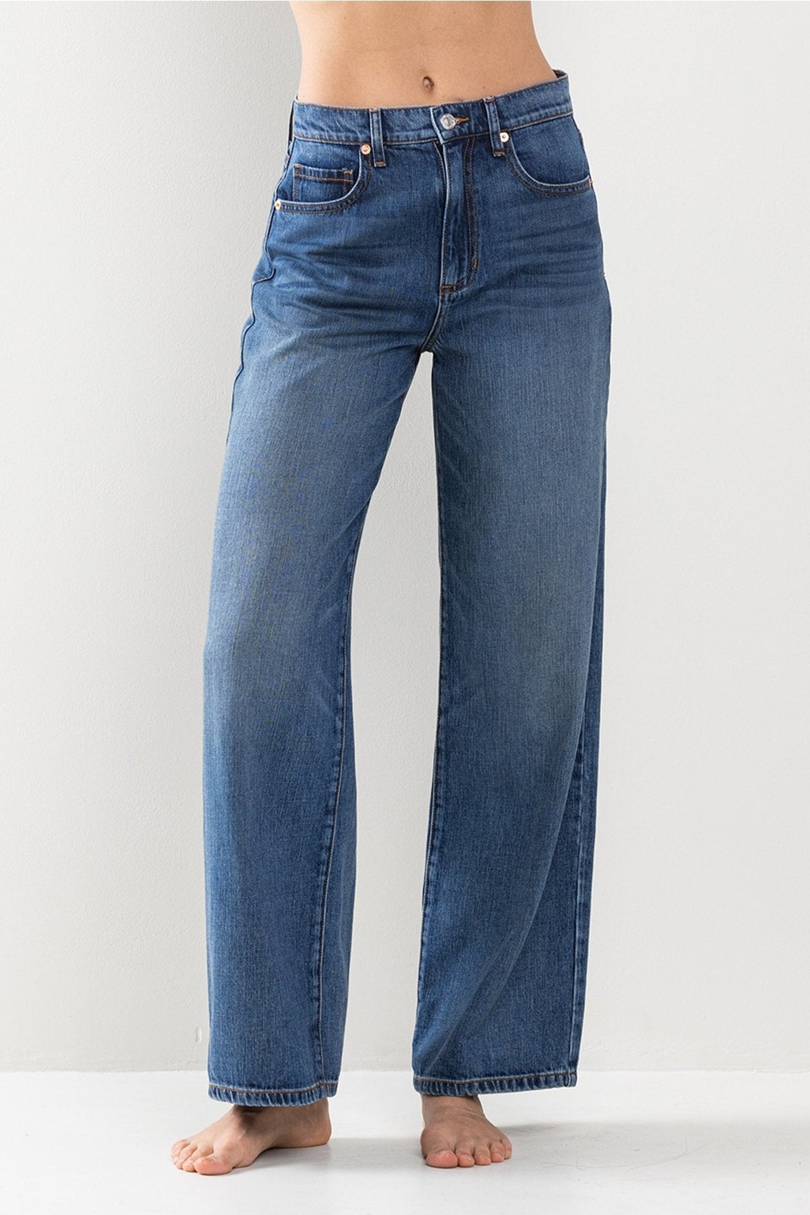 High Rise Wide Leg Jeans in Medium Wash — alternate view 3