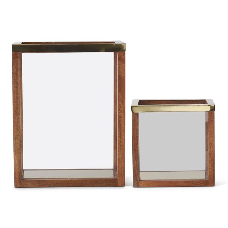 Wood & Glass Rectangular Lantern — alternate view 2