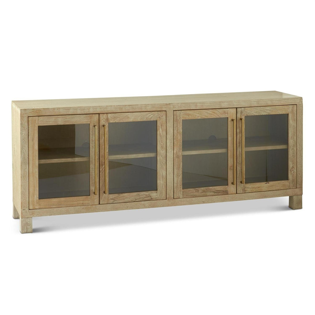 Whitewashed Blonde Wood 4 Glass Door Sideboard — alternate view 3