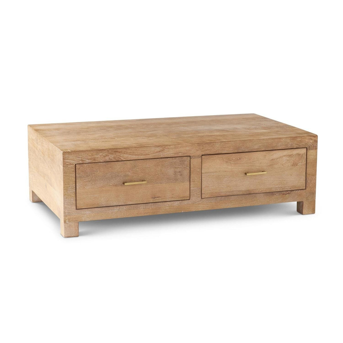 Light Mango Wood Coffee Table With 4 Drawers — alternate view 2