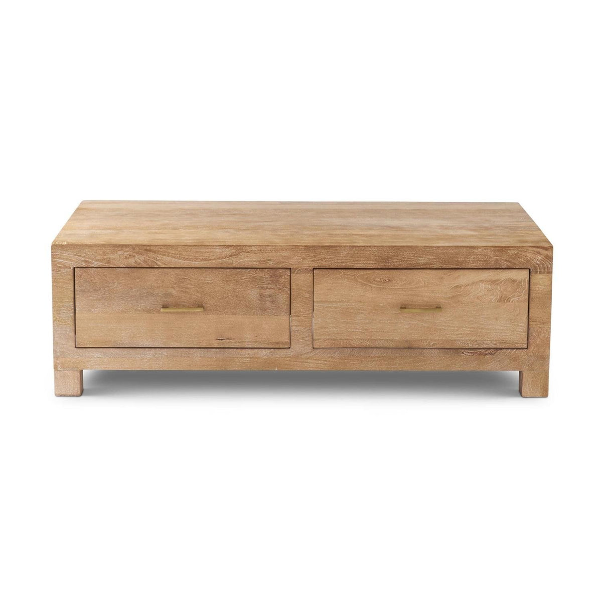 Light Mango Wood Coffee Table With 4 Drawers — alternate view 3