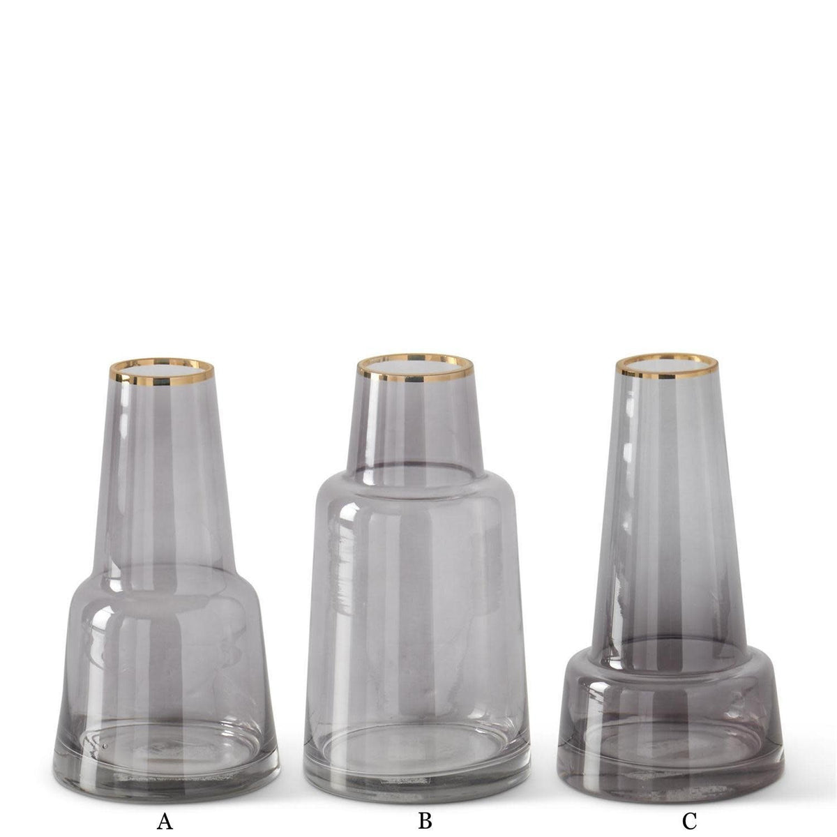 Gray Glass Vase With Gold Rim — alternate view 5