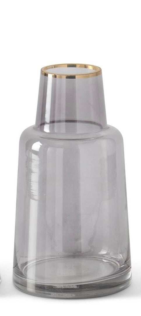 Gray Glass Vase With Gold Rim — alternate view 6