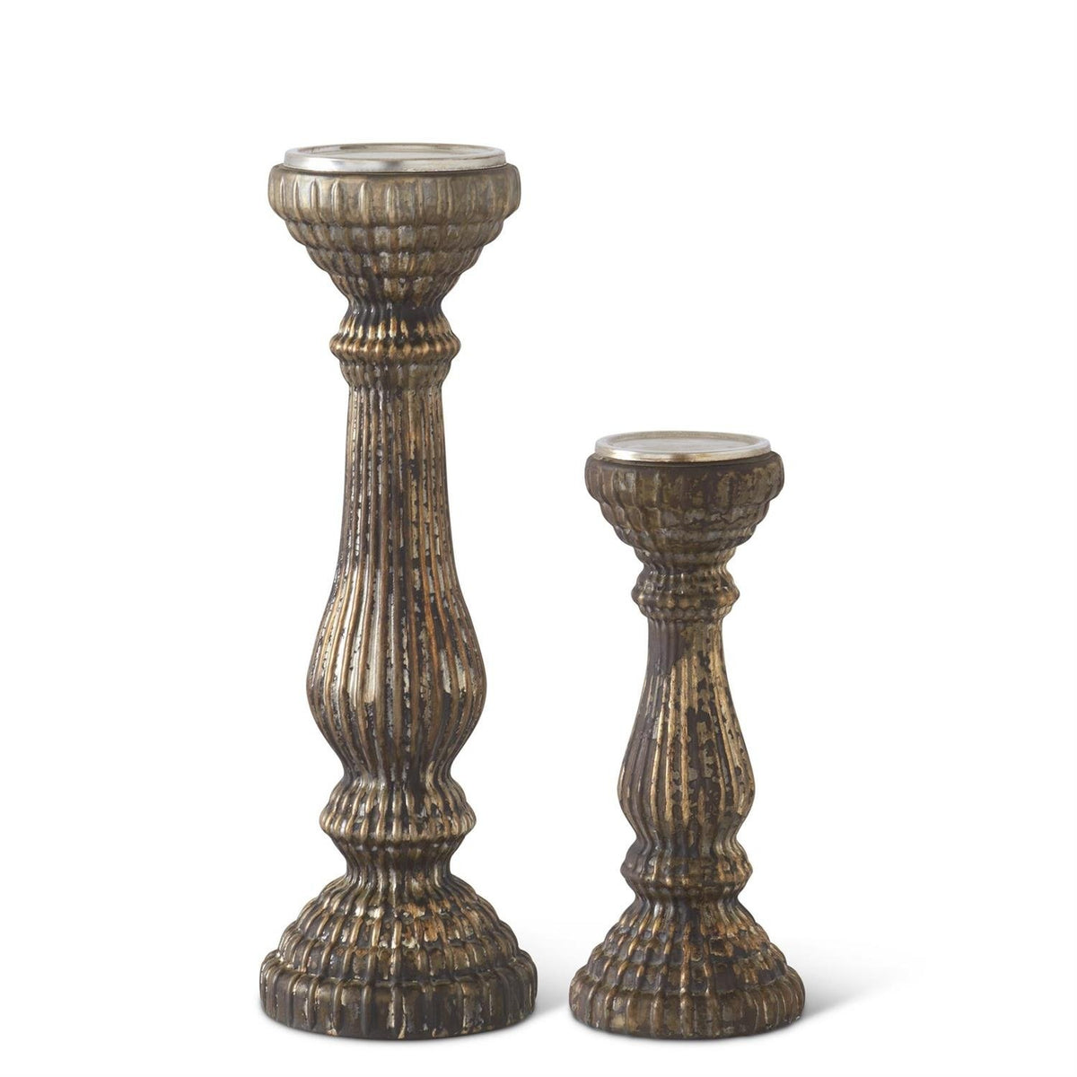Small Gold & Black Mercury Glass Candleholder — alternate view 2