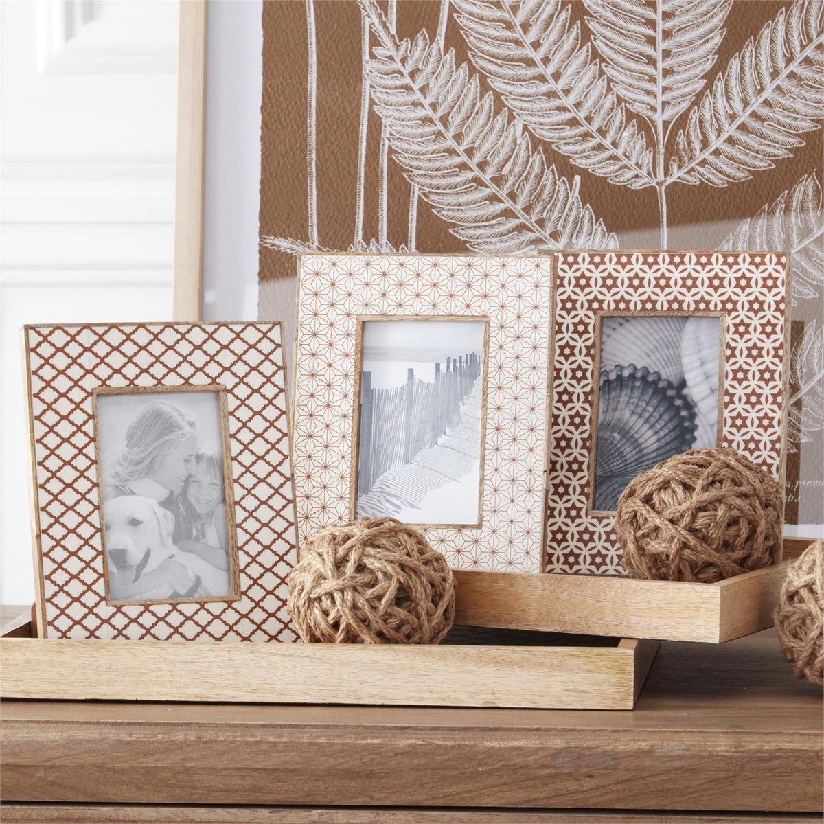 Wood & Resin Tile Photo Frames White Star