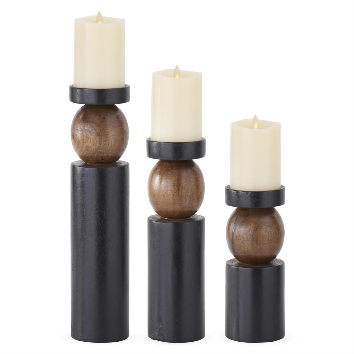 Small Black & Brown Ball Candleholders — alternate view 2