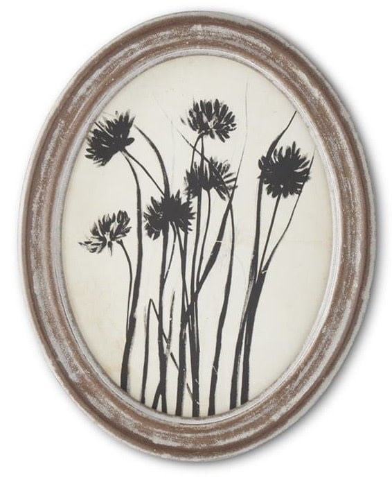 Wood Framed Oval Black & White Botanical Print — alternate view 8