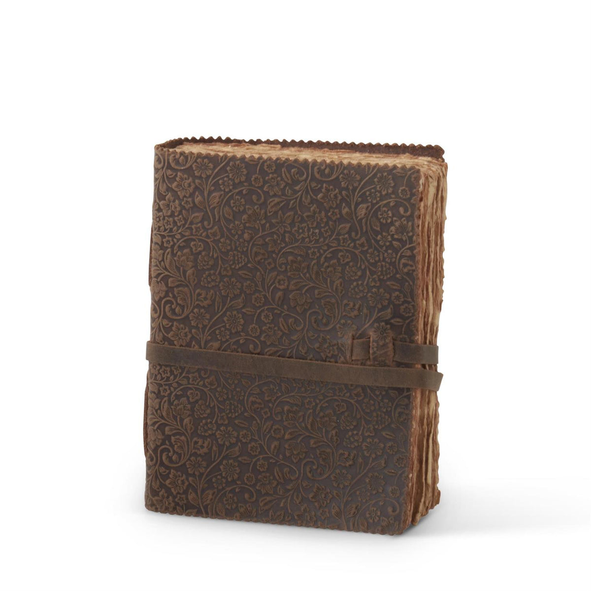 Leather Floral Embossed Handcrafted Journal- 8 Inch — alternate view 5