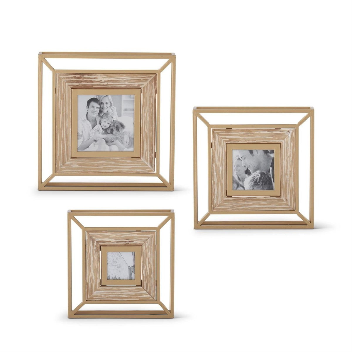 Large Gold Metal & Wood Modern Photo Frame — alternate view 2
