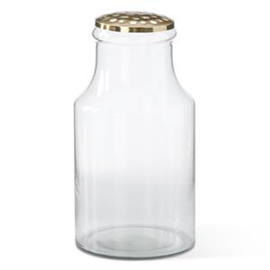 Gold Floral Frog Top Clear Glass Vase — alternate view 2