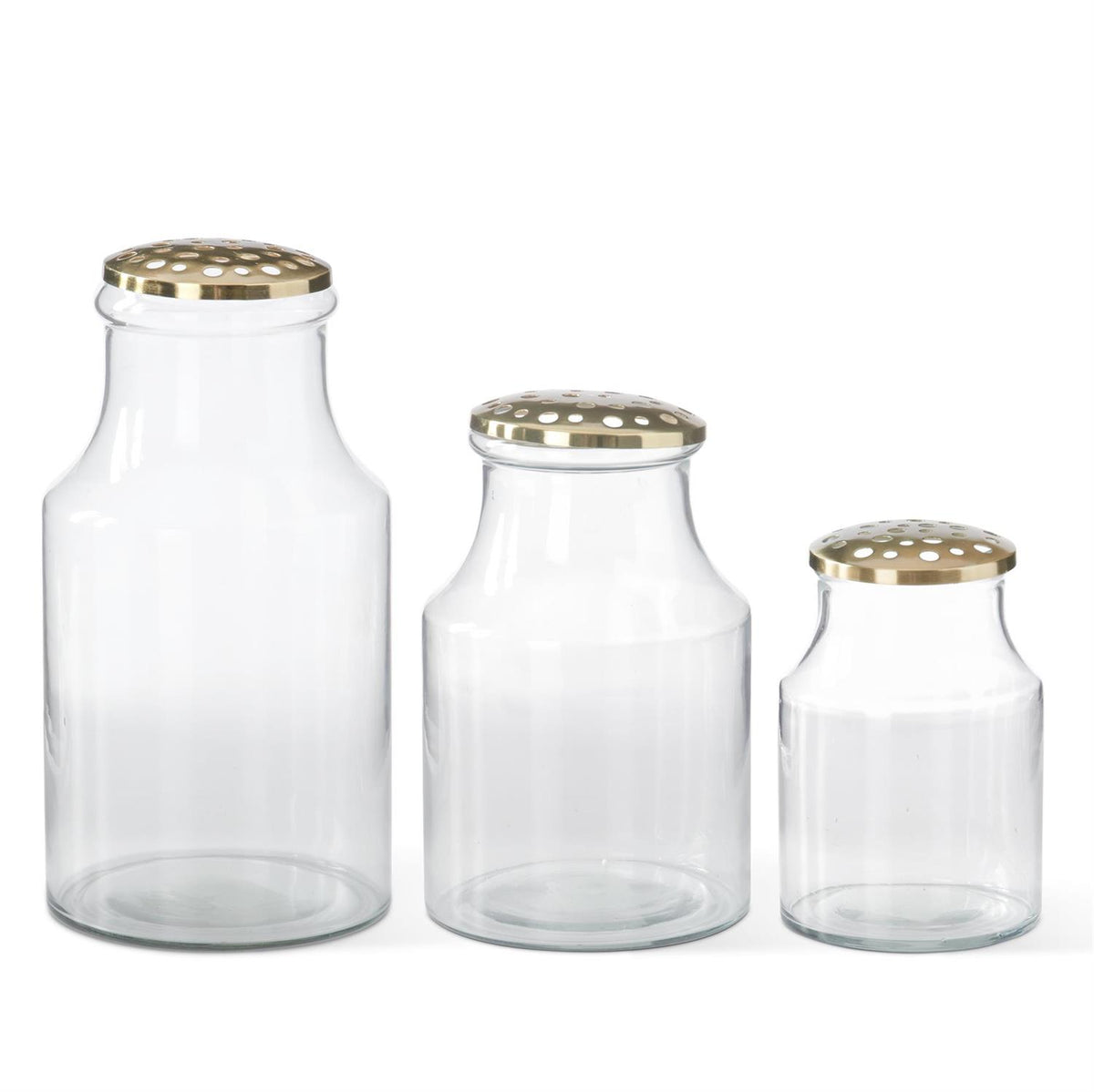 Gold Floral Frog Top Clear Glass Vase — alternate view 3