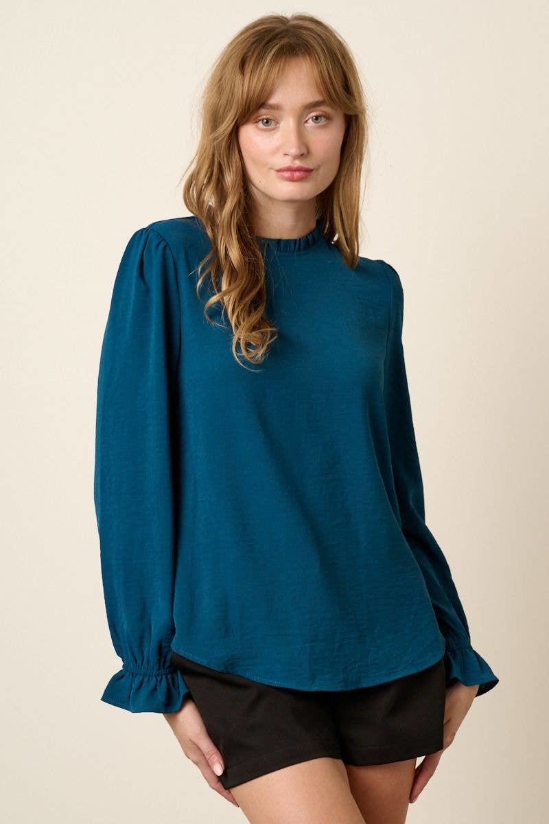 Ruffle Mock Neck Top — alternate view 2