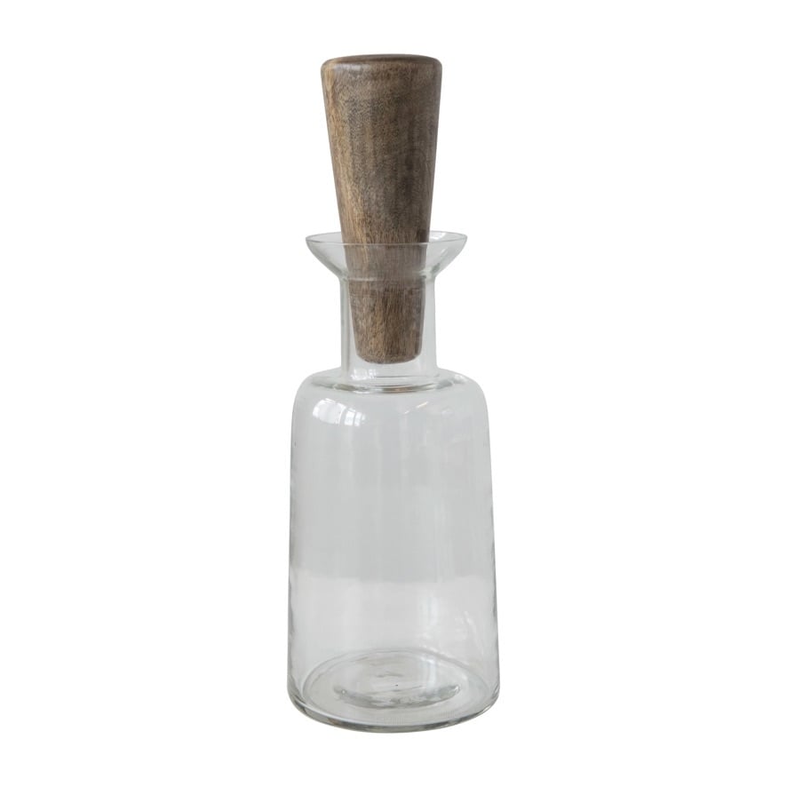 32 oz. Glass Decanter with Mango Wood Stopper — alternate view 2