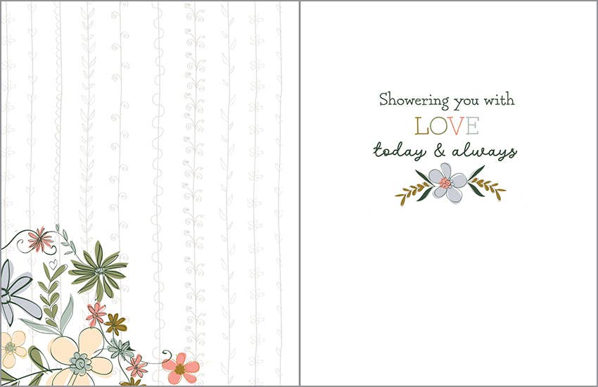 Wedding Greeting Card - Shower Flowers and Bird — alternate view 2