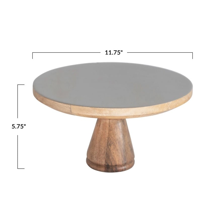 Enameled Mango Wood Pedestal, Grey — alternate view 4