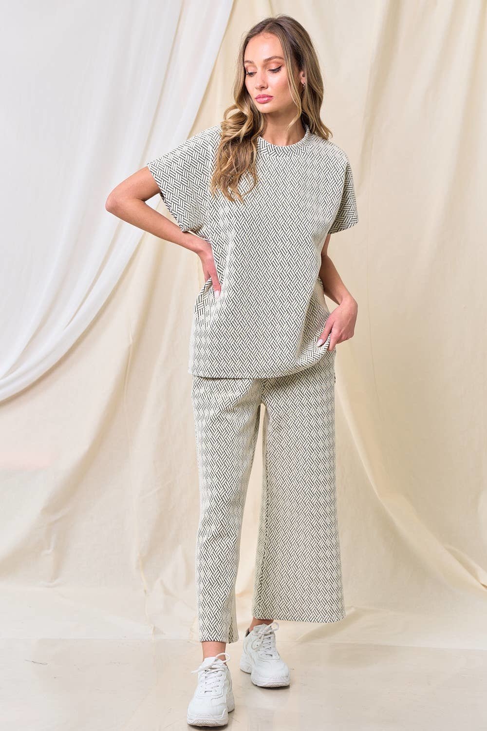 Textured Short Sleeve Sweatshirts Lounge Wear Top — alternate view 3