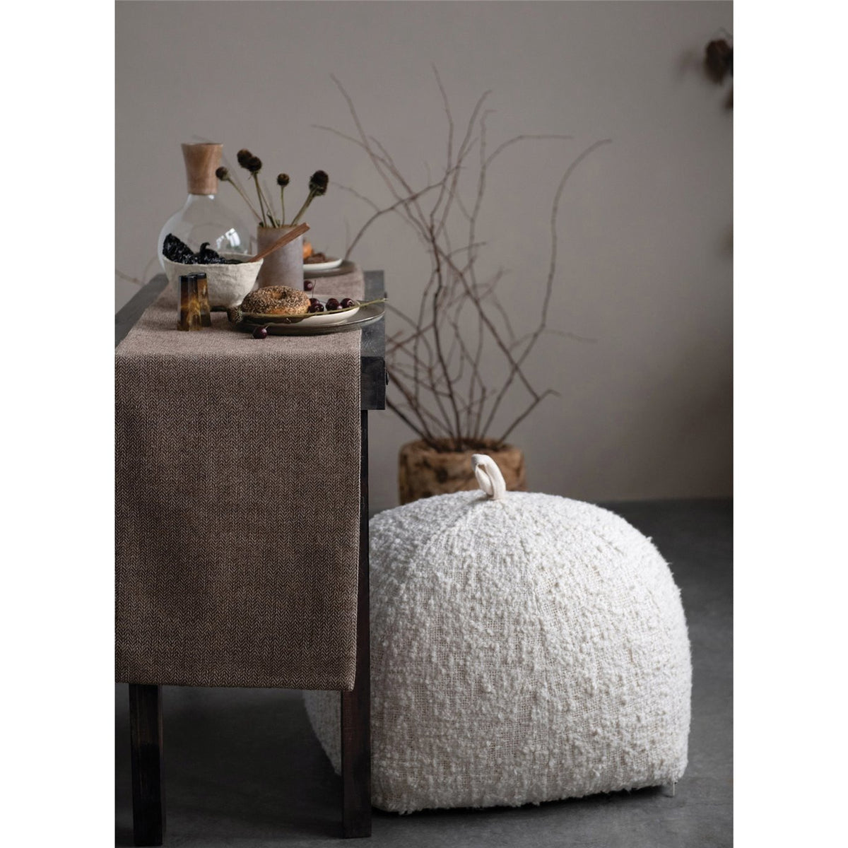 Wool Blend Tweed Table Runner, Brown — alternate view 3