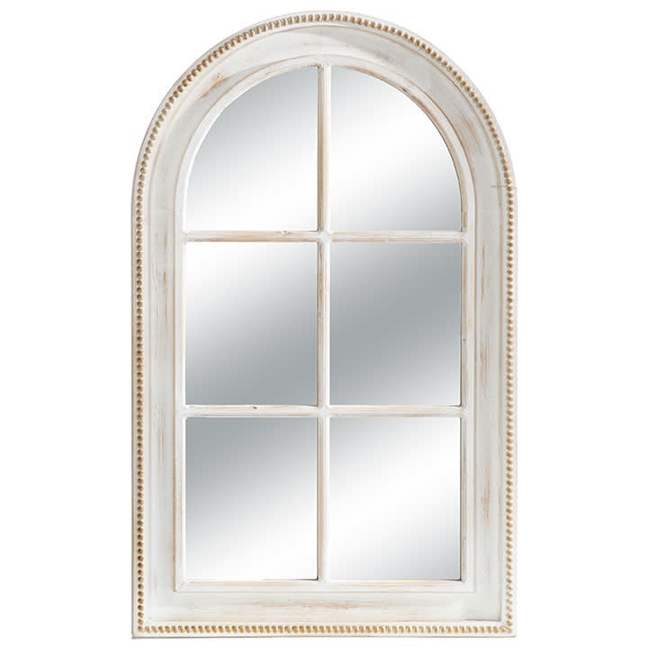 Distressed White Twisted Edge Windowpane Mirror — alternate view 3