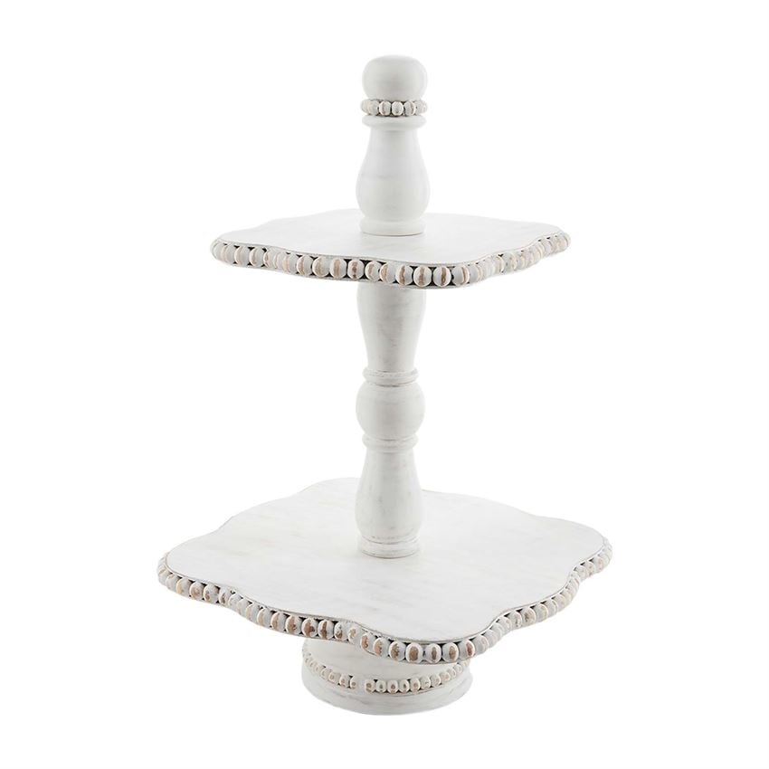 White Beaded Tiered Server — alternate view 3