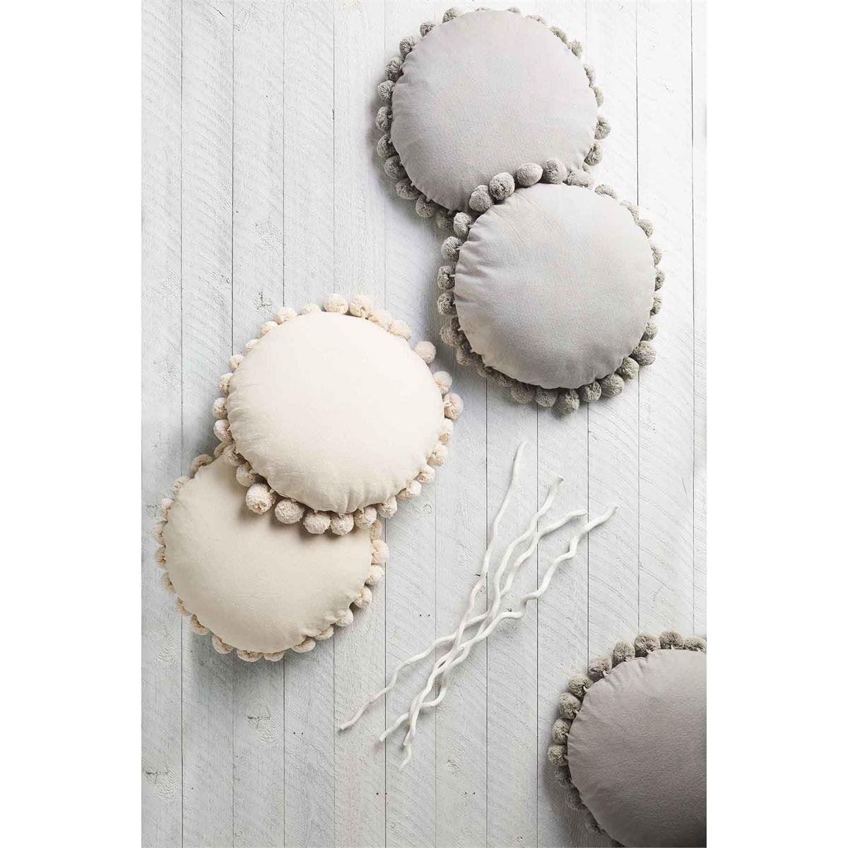 Gray Round Pom Pillow — alternate view 2