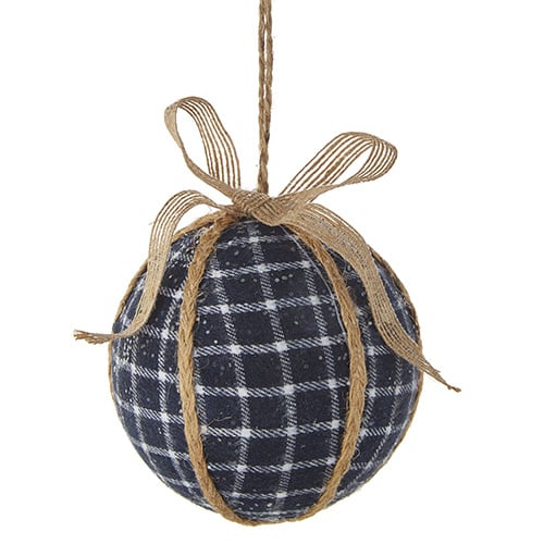4" Plaid Ball Ornament