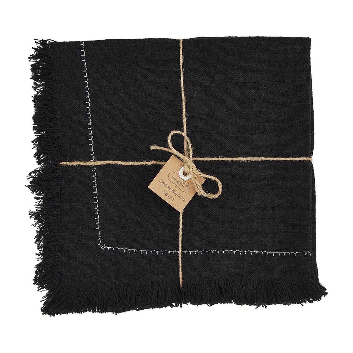 Black Fringe Napkin Set — alternate view 2