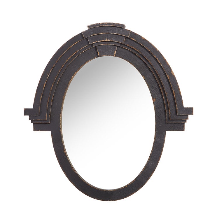 Distressed Black Oval Mirror — alternate view 2