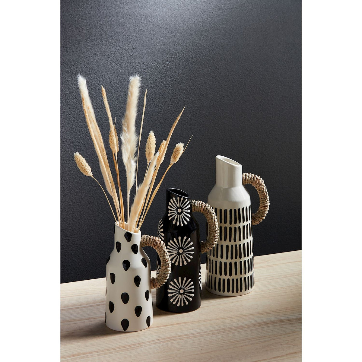 Black Patterned Bud Vase