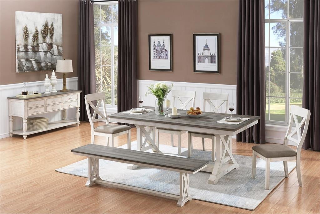 Bar Harbor Cream Dining Bench — alternate view 3
