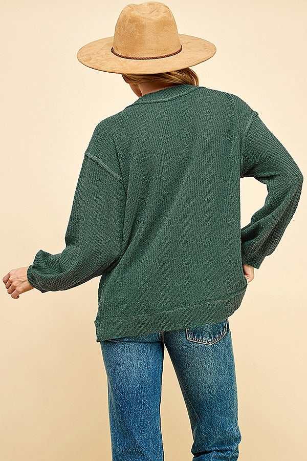Knit Solid Loose Wide Neck Top — alternate view 7