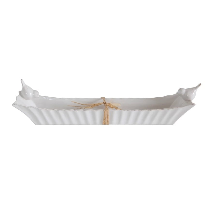 Ceramic Cracker Dish With Two Birds — alternate view 2