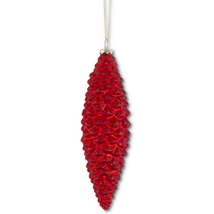 Red Glass Glittered Pinecone Ornament