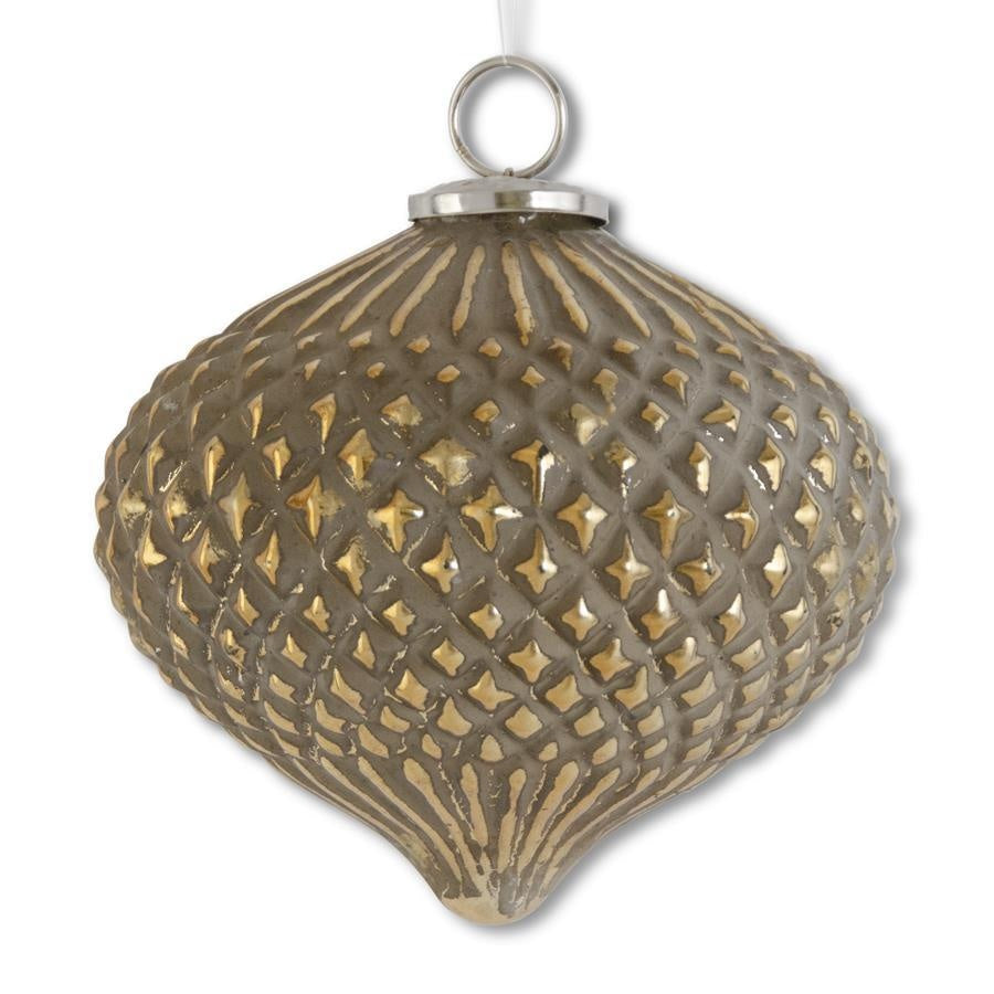 Distressed Gold Glass Embossed Onion Ornament (7.25 inch)
