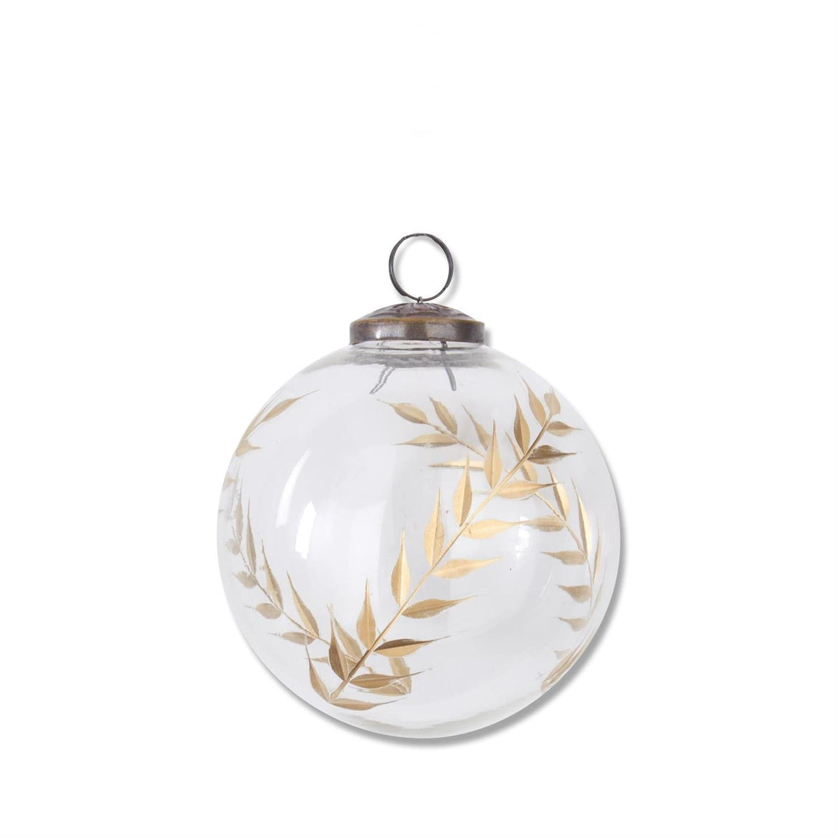Gold Gilded Leaf Etched Clear Glass Ornament — alternate view 2